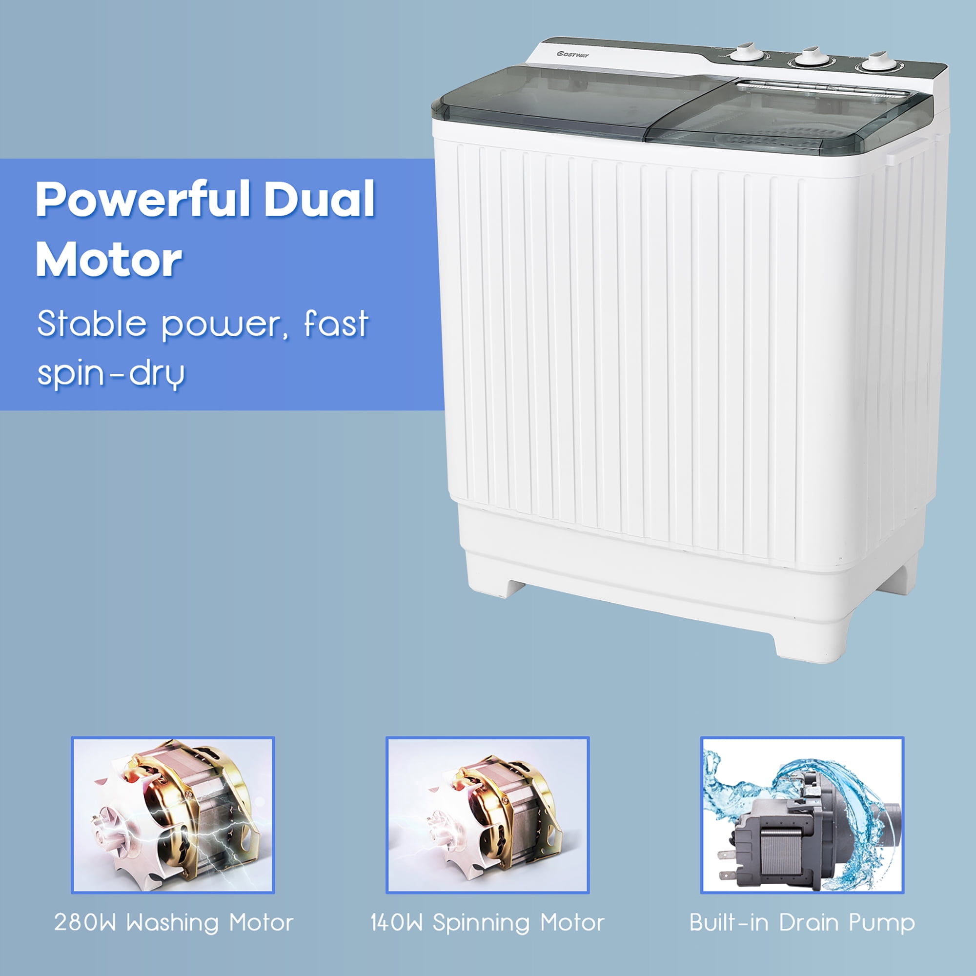 Buy Costway Portable Washing Machine 20lbs Washer 8.5lbs Spinner Built