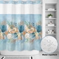 thumbnail image 2 of No Hook Shower Curtain, Beach Coastal Blue Shower Curtains for Bathroom with See Through Top Window, Nautical Shell Starfish Coral Summer Waterproof & Washable Bath Curtain Long 72"x78", 2 of 9