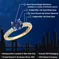 thumbnail image 2 of Gem Stone King 14K Two Tone Gold Blue Created Sapphire and Lab Grown Diamond Engagement Ring for Women | 1.38 Cttw | Round 6MM | Gemstone September Birthstone | Size 9, 2 of 6