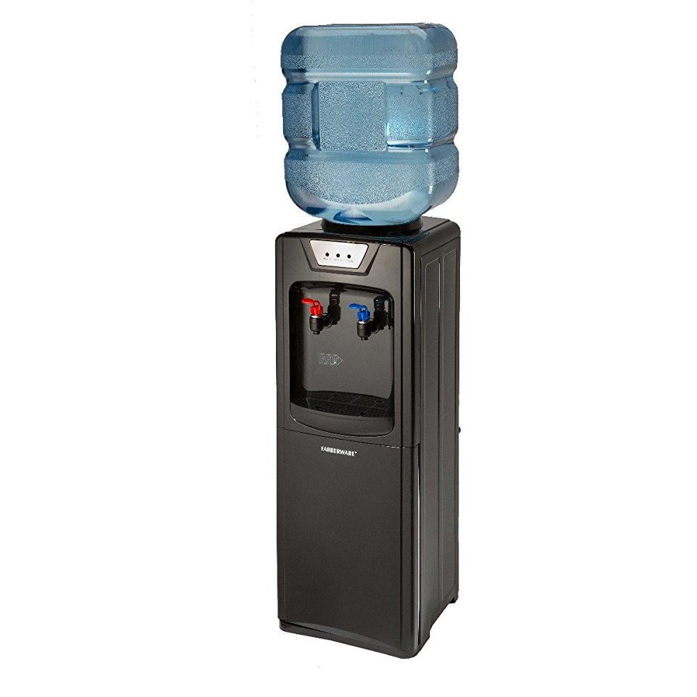 Farberware Freestanding Hot and Cold Water Cooler Dispenser with Refrigerator 