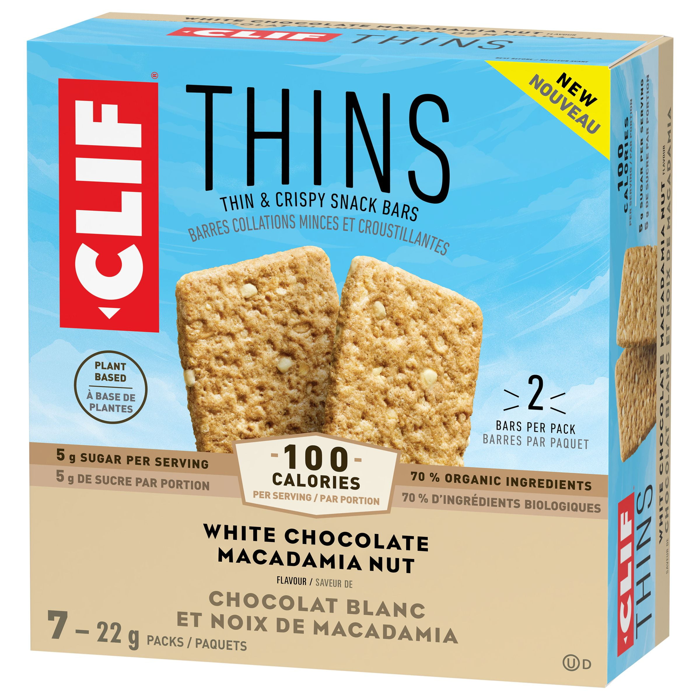 CLIF Thins White Chocolate Macadamia Nut 7CT CLIF Thins Chocolat blanc et noix de macadamia 7CT