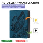 Butterfly Case for Kindle Paperwhite (6 Inch Display) - Synthetic leather/Silicone Composite Case Protector Slim Fit Lightweight Flip Folio Leather Wallet Cute Cover Holder (Blue)