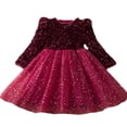 thumbnail image 3 of Esaierr Toddler Girls Sequins Princess Dress Casual Long Sleeve Dresses Baby Spring Autumn Fashionable Splicing Tutu Dress for Kids 2-7 Years Old, 3 of 9