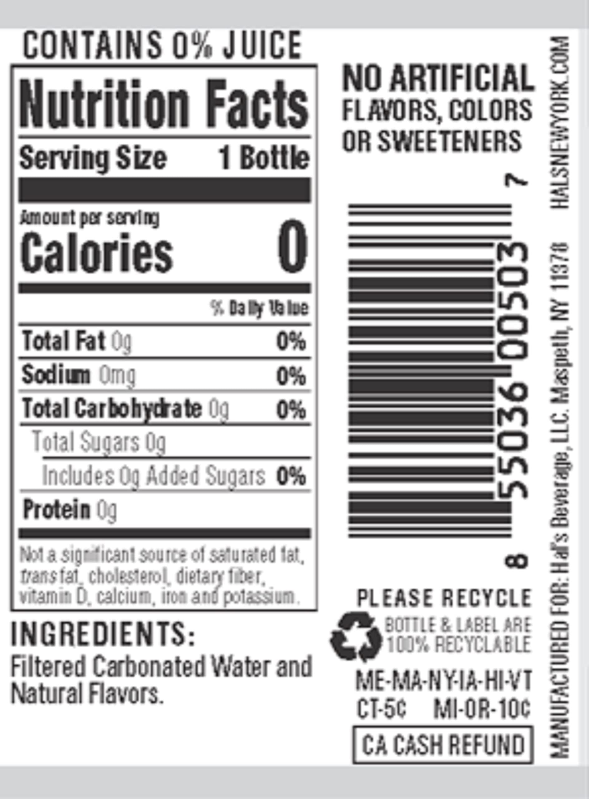 Hal's New York Seltzer Carbonated Black Cherry Flavored Sparkling Water, Zero Sugar, Zero Calorie, Zero Carbs, 20 Fl Oz Pack of 24