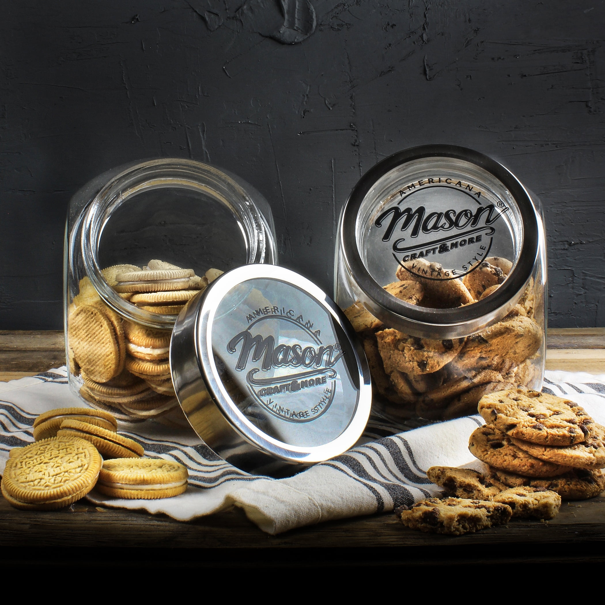 3-pack Set Mason Crafts /& More Tilted Glass Jars