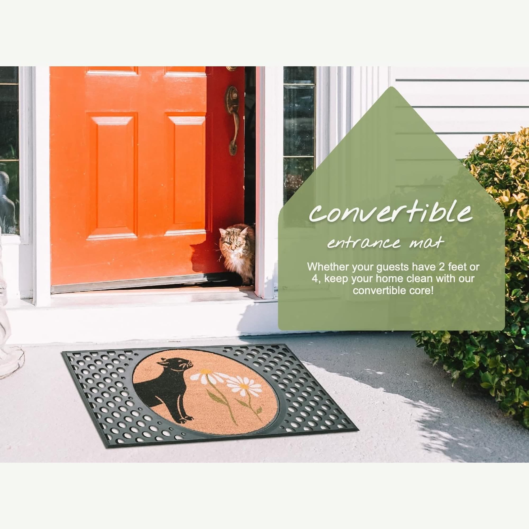 4 Cats & Dogs: Convertible 27 x 43.5" Entrance Mat, Muttarita (Includes Round Core & Frame)