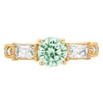 thumbnail image 2 of 2.33 ct Round Cut Simulated Green Diamond Three-Stone Engagement Ring for Women in 18K Yellow Gold, 2 of 2