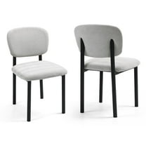 Set of 2 Beren Beige Upholsterd Fabric Dining Chair with Iron Legs