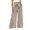Brown, variant on Women's Striped Wide Leg Pants, Casual Elastic Waist Trousers for Women, Patchwork Summer Palazzo Pants with Side Pockets, Loose Comfy High Waist Long Pants for Vacation Daily Wear Beige L