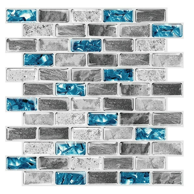 Papel tapiz autoadhesivo con diseño 3D de mármol, ideal para decorar cocinas y baños, resistente al agua y manchas, estilo nórdico en tono azul claro.