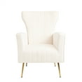 thumbnail image 7 of Velvet Accent Chairs with Arms, Modern Upholstered Wingback Vanity Chair with Metal Legs and Armrests, Mid-Back Single Sofa for Living Room Bedroom Apartments, White, 7 of 7