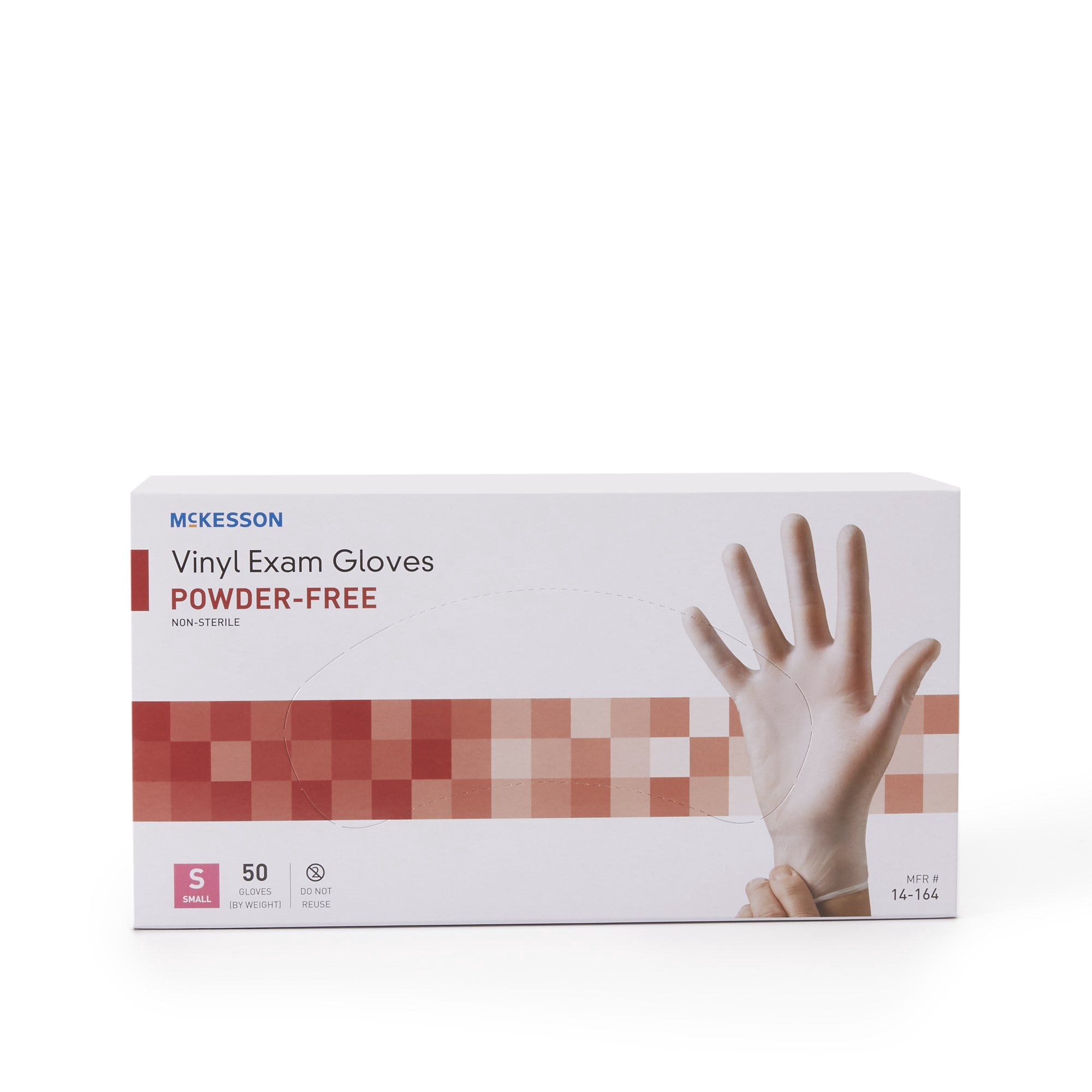 McKesson Confiderm Disposable Vinyl Exam Glove Standard Cuff Length SMALL 14-164 1000 per Case