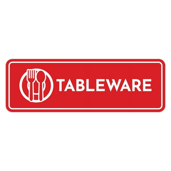 Signs ByLITA Standard Tableware Door or Wall Sign Easy Installation | Durable Construction | Kitchen Essentials | Hygiene | AirBnB Signs Sign (Red) - Large