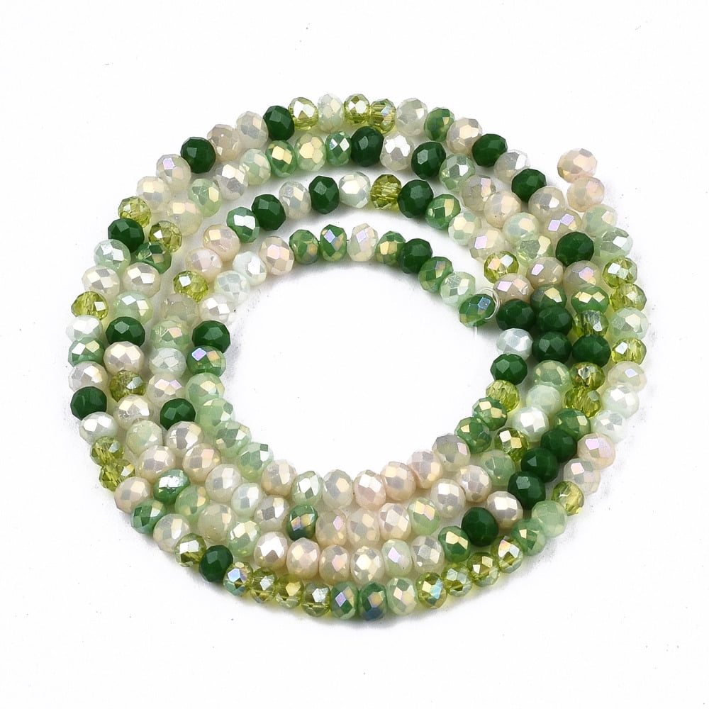 Electroplate Mixed Color Glass Beads Strands AB Color Plated Faceted Rondelle Light Green 3x2mm Hole: 0.8mm 115~125pcs/strand 34~35cm diy