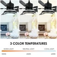 thumbnail image 2 of 52 Inch Indoor Ceiling Fans with Lights and Remote Control, 3 Speeds Slient, 3 Color Dimmable LED Light, Black, 5 Blades, 2 of 10