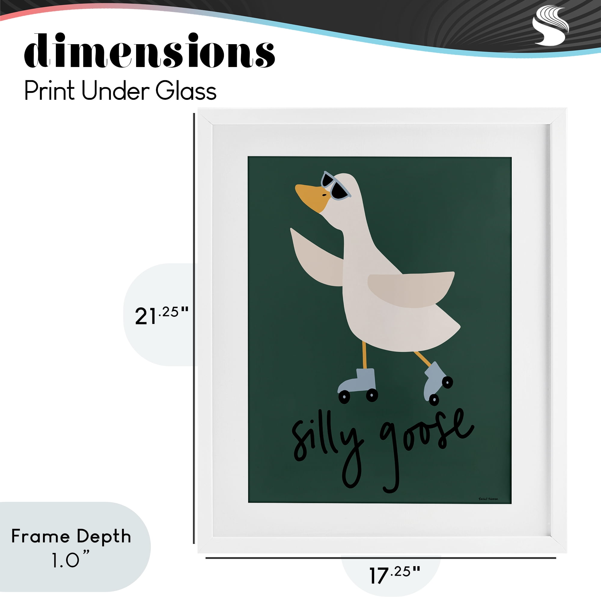 Stupell Industries Silly Goose on Skates White Framed Print Under Glass, design by Rachel Nieman