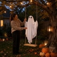 thumbnail image 4 of Halloween Decorations Outdoor - 5 FT Large Hanging Swing Ghost Halloween Decor, Spooky Decor for Tree Porch Backyard Halloween Party Supplies(With Light), 4 of 6