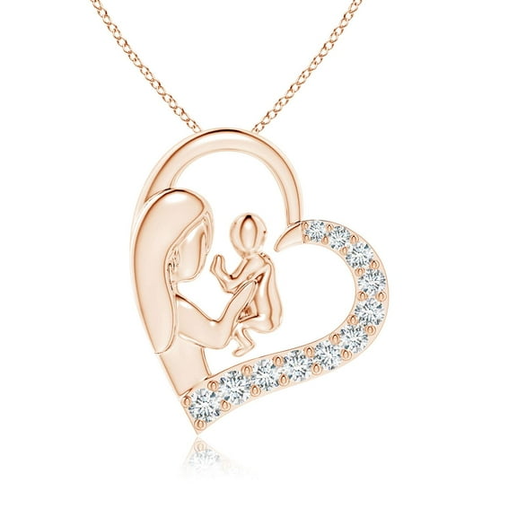 Angara Lab Grown Diamond Heart Mother's Day Pendant Necklace in 14K Rose Gold for Women – April Birthstone Jewelry | Lab Created Diamond Necklace
