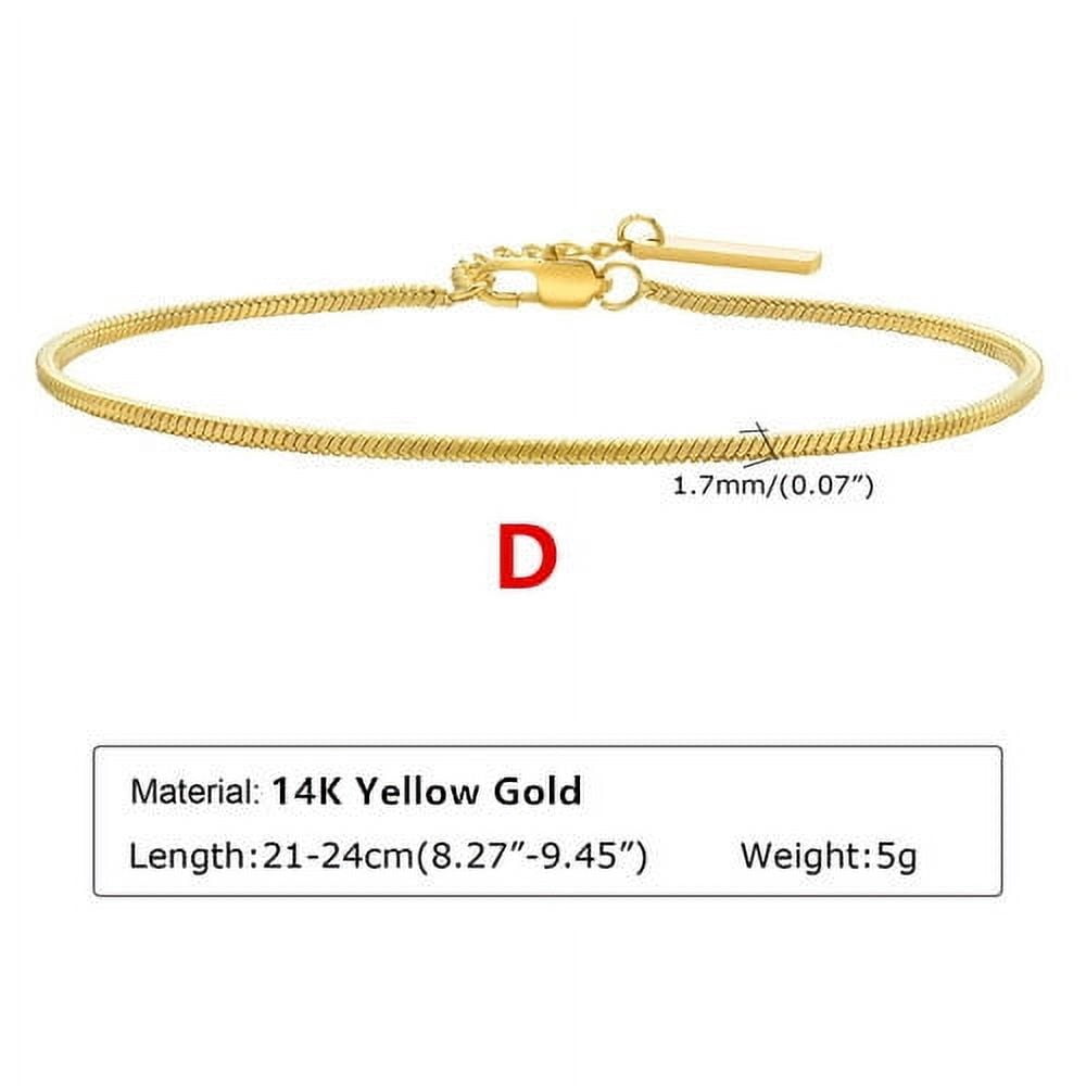 Men's Square Snake Chain Bracelets,Waterproof 14K Yellow Gold Link Wristband,Basic Casual Birthday Gifts Jewelry