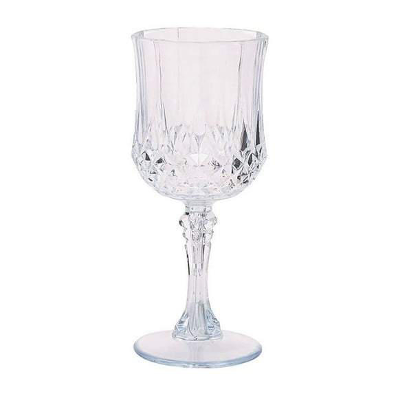 VeZee's Simcha Collection 8oz Crystal Like Wine Plastic Glasses,4/Pack for Elegant Parties, Weddings, Birthdays & All Occasions: 4 Glasses