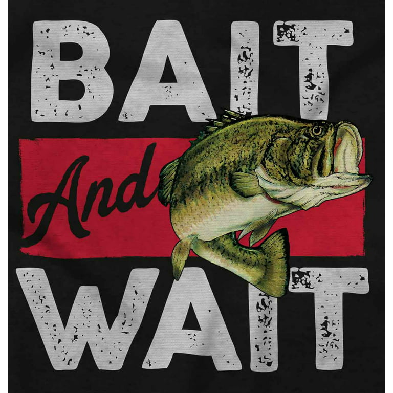 Fishing Largemouth Bass Bait Wait Zip Up Hoodie Men's Women's Brisco Brands  5X 