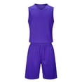 thumbnail image 5 of Boys 2-Piece Sports Uniform Set, Purple Sleeveless Jersey & Athletic Shorts, Youth Team Basketball Gear, Quick Dry Polyester Outfit,Size 6-7T, 5 of 5