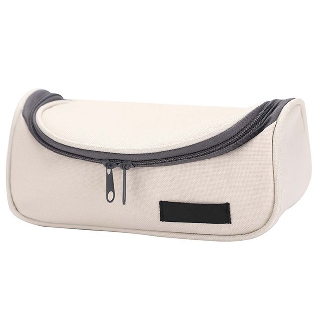 Estuche grande para lápices, color beige, cremallera suavizante, bolsa de aseo de viaje de lona duradera para oficina familiar al aire libre
