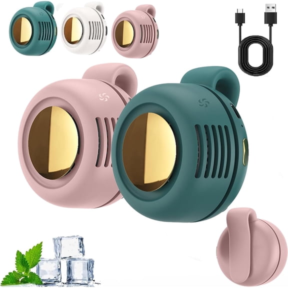 Portable Silent Mini Bladeless Electric Fan, USB Rechargeable Clip-On Waist Fan with 3 Speeds, Hands-Free Wearable Cooling Fan for Shirt Neck, Personal Cooling Fan for Travel, Outdoor (#B*2)