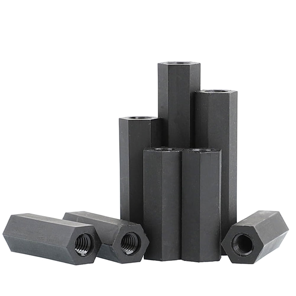 20pcs Black Nylon Double Pass Hexagonal Spacer Post M3x28mm