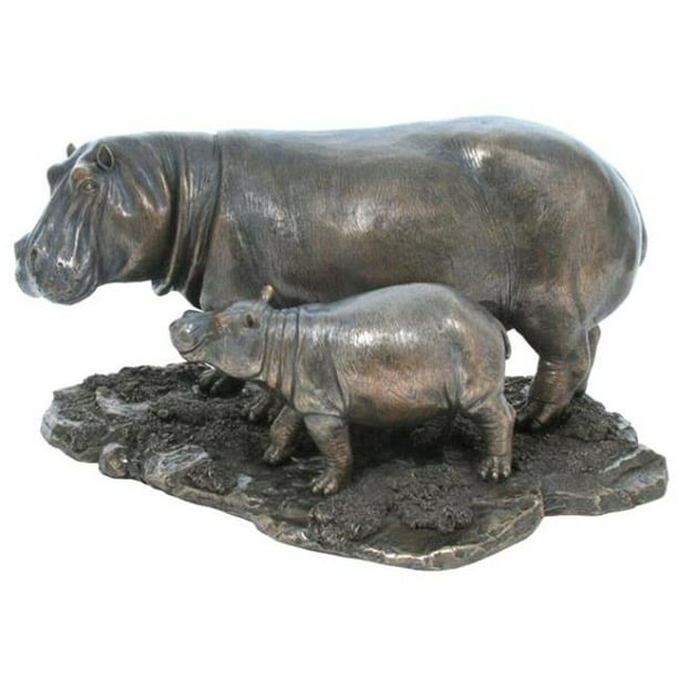 Sculpture de Rhinocéros WU74736A4 et Bébé Rhinocéros