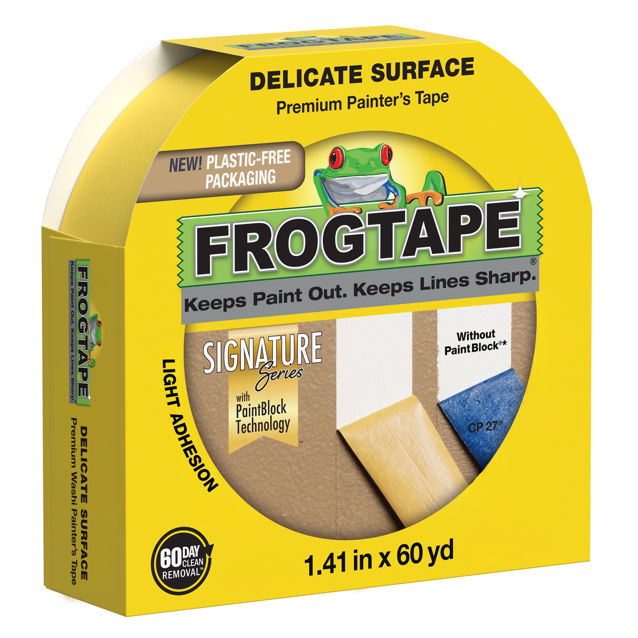 (2 pack) FrogTape 1.41 in. x 60 yd. Yellow Delicate Surface Painter's Tape
