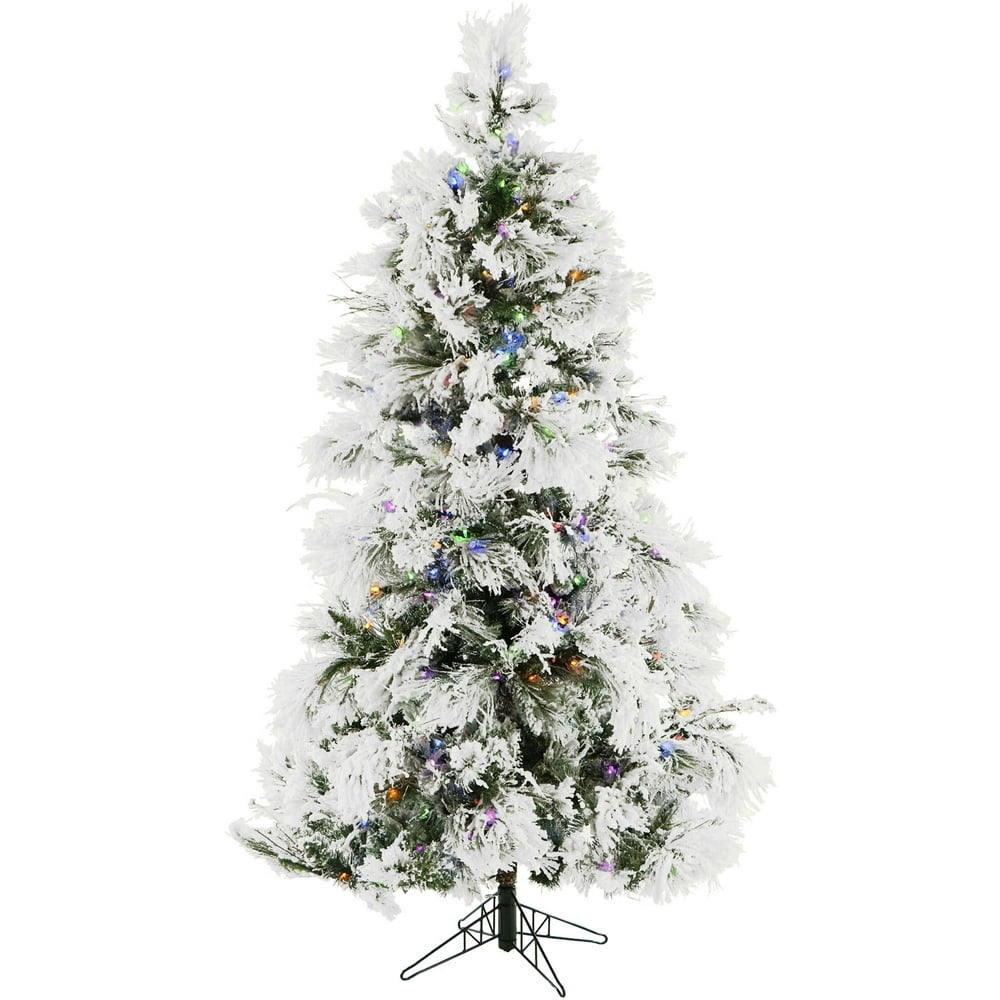 Fraser Hill Farm PreLit 9' Flocked Snowy Pine Artificial Christmas