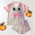 thumbnail image 5 of MEZZALL Girls Halloween Pajama Sets With Sleepwear Two Piece Cozy Short Sleeve Lapel Button Shirts Blouse Tops With Shorts For Toddler Kids Nightwear, 5 of 6