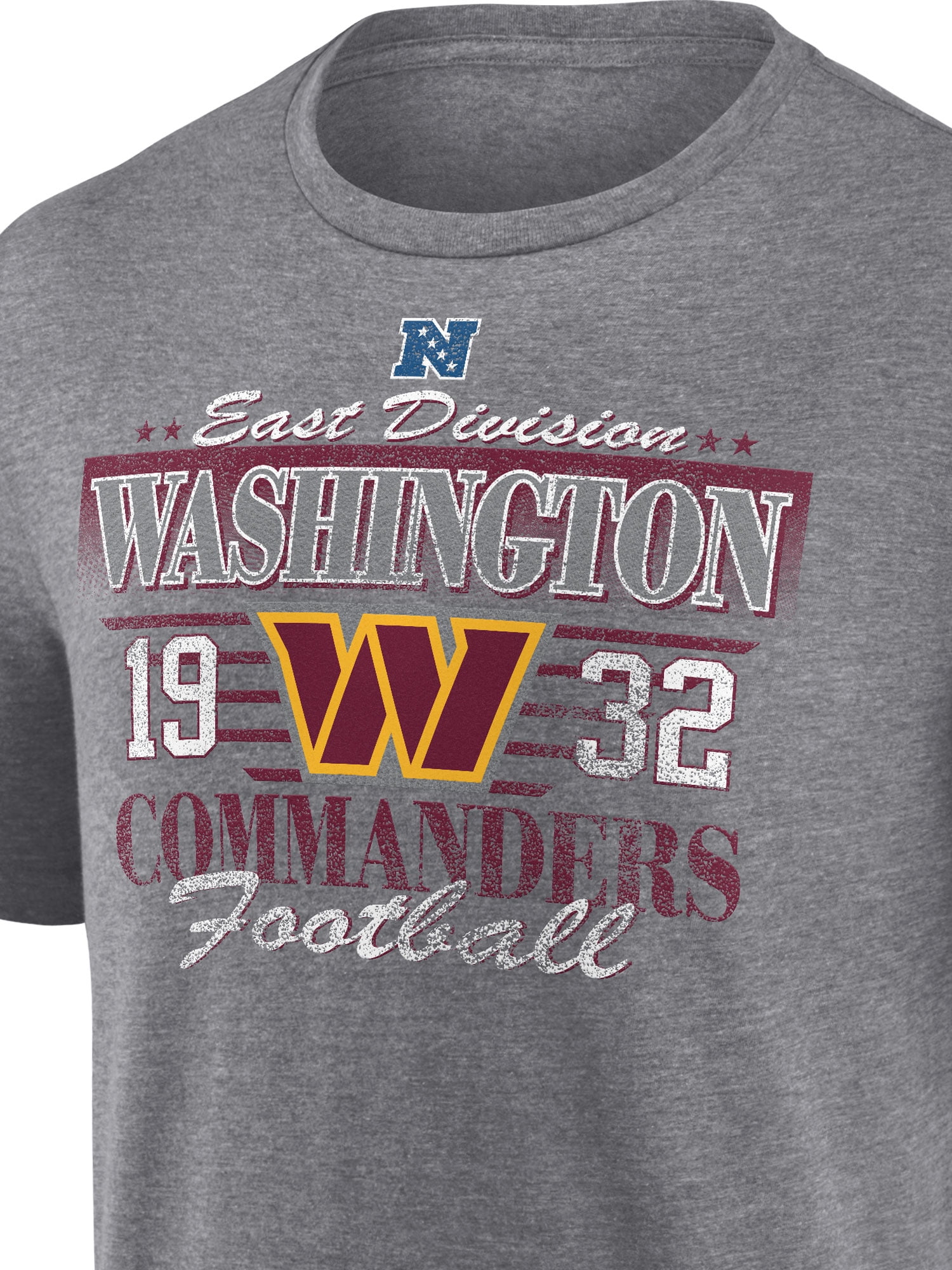 NFL Washington Commanders Men's Synthetic Gray Heather Short Sleeve T-Shirt