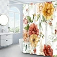 thumbnail image 2 of Pink Rose Shower Curtain, Yellow Floral Shower Curtain Set, Valentine Flower Shower Curtains for Bathroom, Waterproof Fabric with 12 Hooks, 72 x 72 Inches, 2 of 6