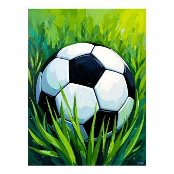 Diamond Art Kit for Adults, Soccer Ball In Grass Painting Diamond Painting for Adults Beginners, 5D DIY Diamond Art Painting Kits, Colorful Diamond Painting Craft for Home Decor 12x16