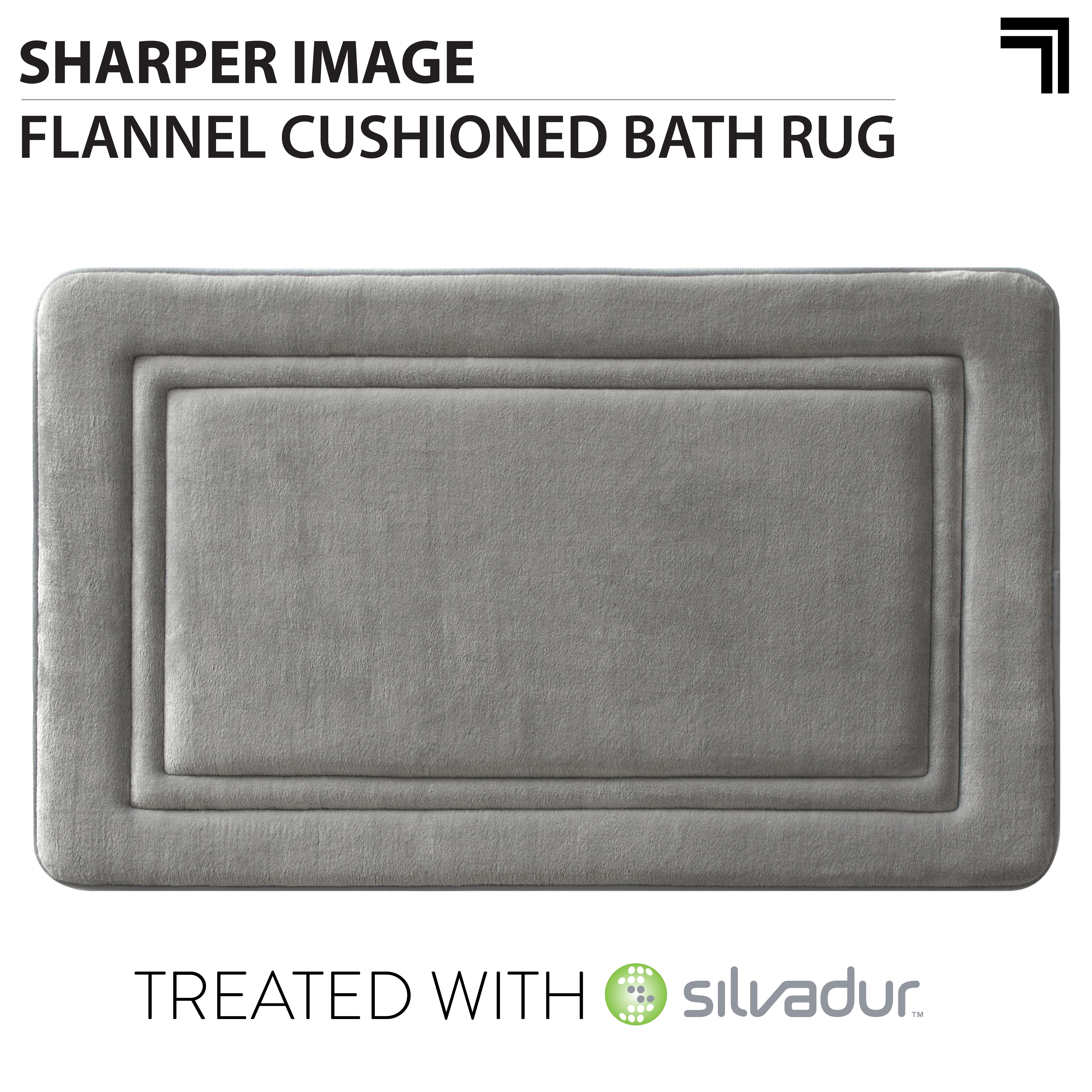 Sharper Image Hotel Boarder Memory Foam Back Bath Rug, Light Grey Polyester, 21 x 34" inches