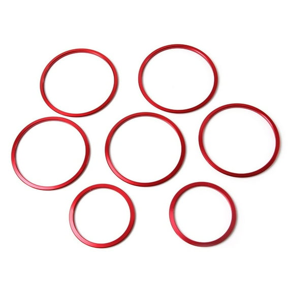 7pcs DIY Easy to Install Car Style New Car Decoration Sticker Outlet Decorative Circle Exhaust port AC Ring Fittings RED