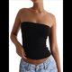 thumbnail image 3 of Top de Tubo Sin Tirantes con Espalda Descubierta y Doble Forro para Mujer, Estilo Y2K, para Salir en Verano de 2025 Negro L, 3 of 9