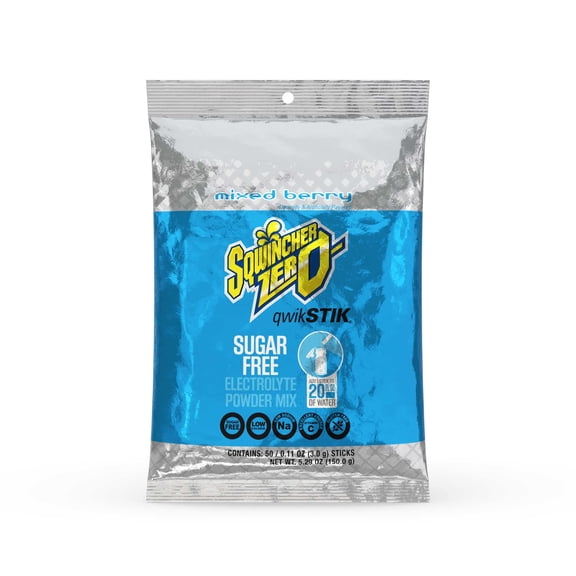 Sqwincher Qwik Stik Zero Sugar Free Mixed Berry 50 Count 0.11 Oz