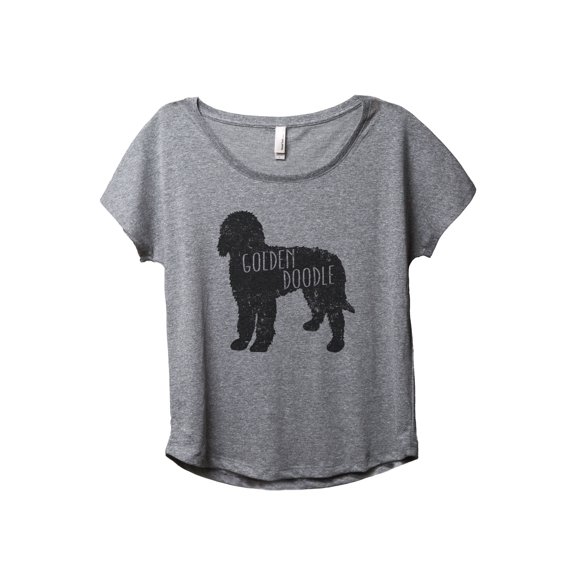 Golden Doodle Silhouette Women's Fashion Slouchy Dolman T-Shirt Tee Heather Grey Large