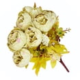 thumbnail image 3 of Ramo de flores de peonía artificial Oficina en casa Decoración floral falsa Boda Ramo de flores de seda, Camafeo verde Marrón Inevent HA7181-06B, 3 of 6