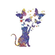 Cat Wall Stickers Colorful Butterfly Cats Starry Design Decals Lovely Animals Wall Decal Art Decor for Kids Room Living Room House Decoration