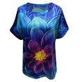 thumbnail image 3 of CHGBMOK Plus Size Hauts de Sortie pour Femmes Été Women's Décontracté Manches Courtes Imprimé Col Rond Blouse T-Shirt Hauts Dames Hauts de Plage Été en Liquidation, 3 of 4