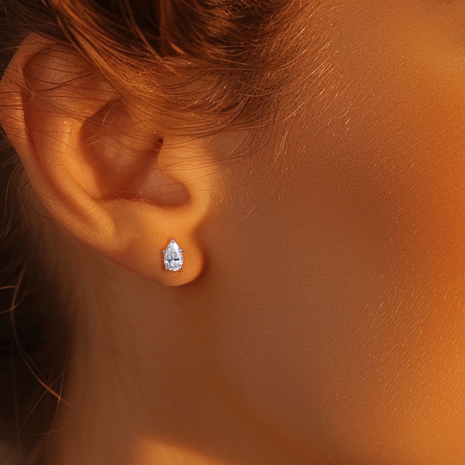 Bo.Dream Moissanite Stud Earrings for Women 2ct Pear Cut Lab Created Diamond S925 Sterling Silver