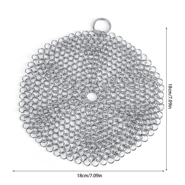 Raspador de Olla Limpiador de Cota de Malla de Acero inoxidable para utensilios de cocina de Hierro Fundido