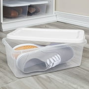 Sterilite Set of (10) 6 Quart Small Storage Bins, Clear Plastic Storage Containers with Snap-on Lids, White