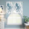 thumbnail image 6 of Blue Octopus Coastal Kitchen Window Curtains, Swag Curtains Valance for Bedroom Living Room Bathroom, Summer Beach Nautical Coral Rod Pocket Window Treatment Curtain Block Drapes 2 Panels 36"x63", 6 of 9