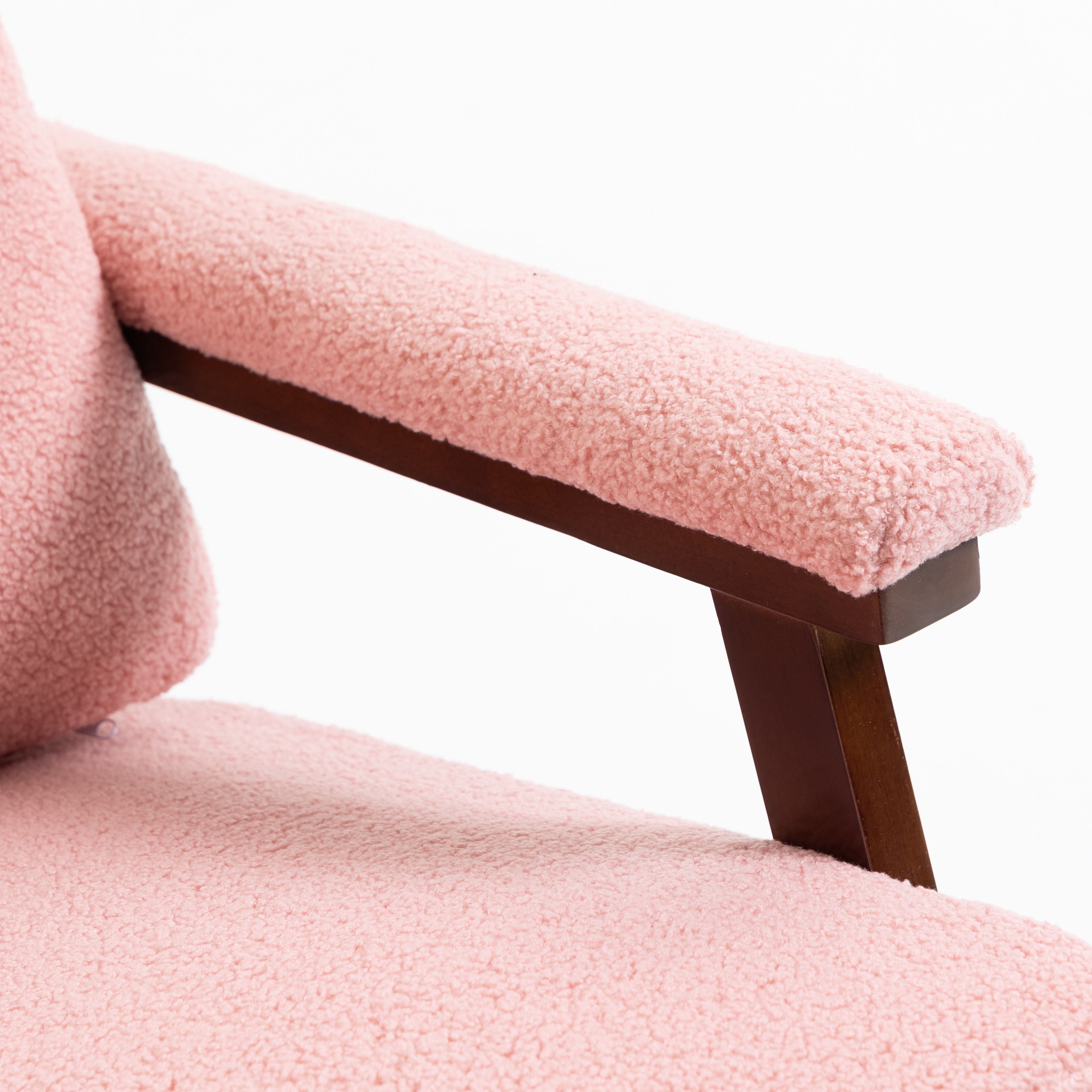 Aukfa Upholstered Accent Rocking Chair with High-Density Foam Cushio for Living Room Bedroom Reading,250 lbs Capacity,Pink