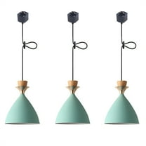 JLOWCO 3 Pack Track Lighting Pendants Adjustable Height Light Fixture Dining Room Hanging Lights for Ceiling Green Farmhouse Pendant Lights Kitchen Island (LED Bulb Include)